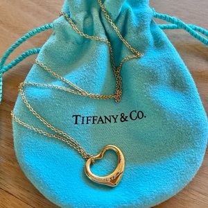 💛 Tiffany & Co. Elsa Peretti 18k yellow gold 16mm open heart necklace